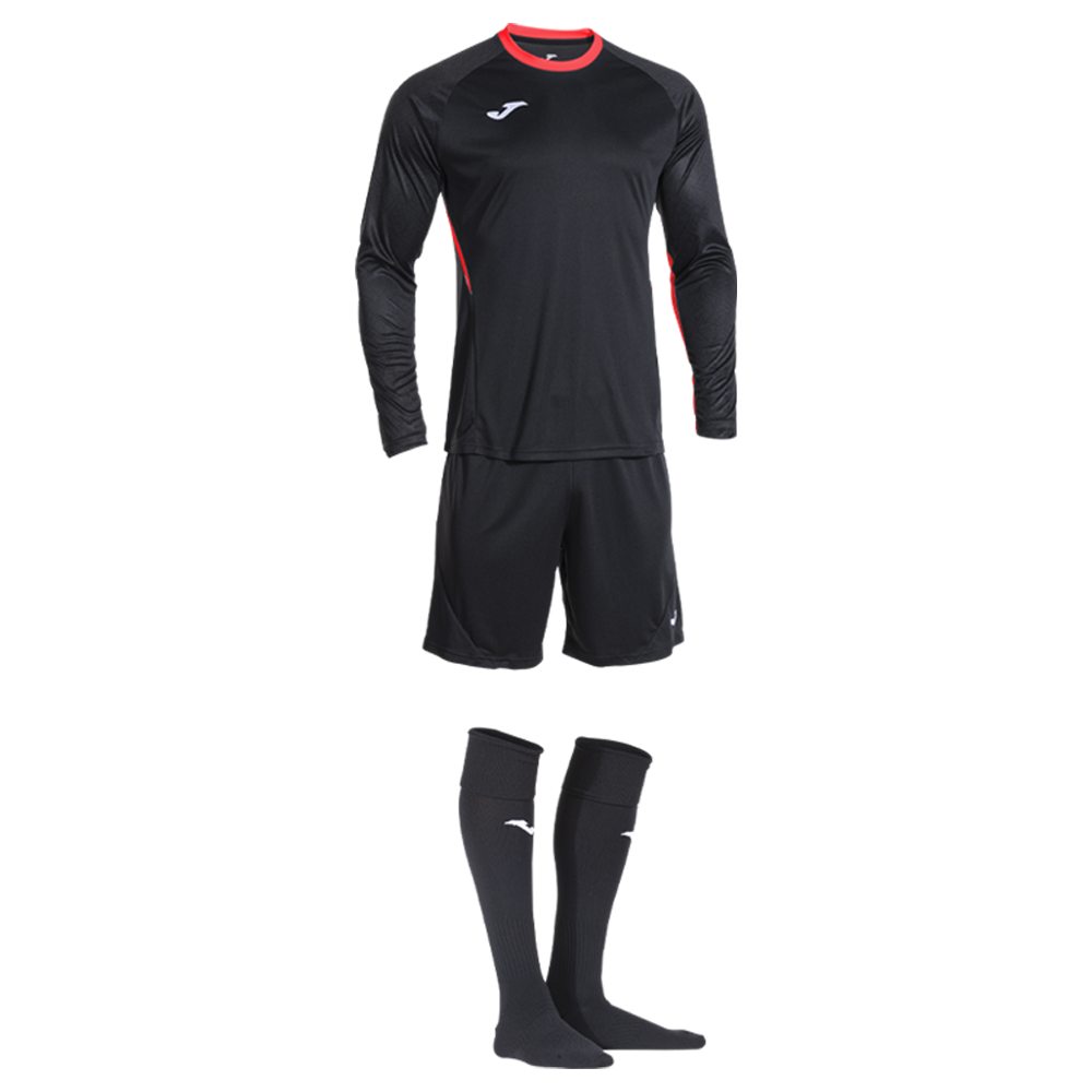 Black with red trim goalkeeper kit