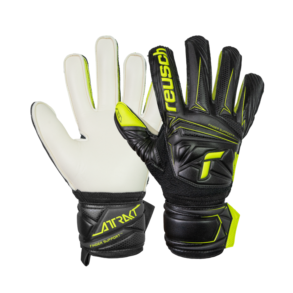 Attrakt Solid Finger Support Goalkeeper Gloves Soccer 5670510-7752 Black 10