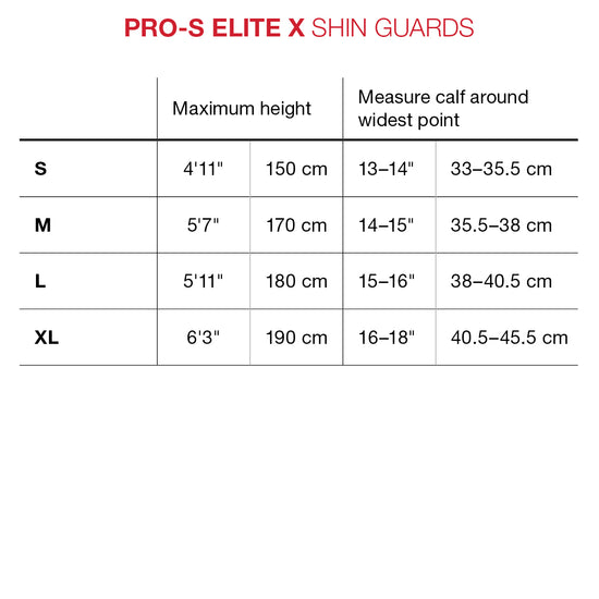 Sizing Chart for G-Form Shin Guards at keeperstop