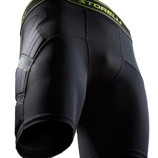 Black padded shorts for youth and men