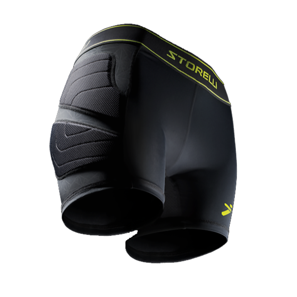 Padded goalkeeper shorts in white and black