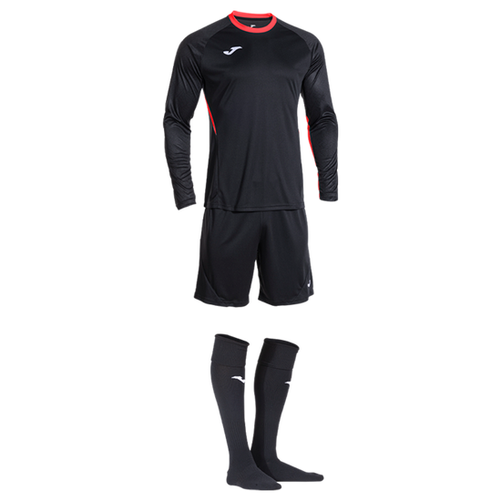 Black with red trim goalkeeper kit