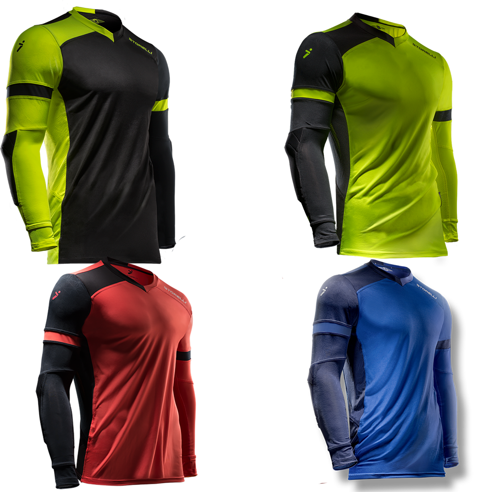 4 colors of the Storelli Exoshield Gladiator Goalkeeper Jerseys