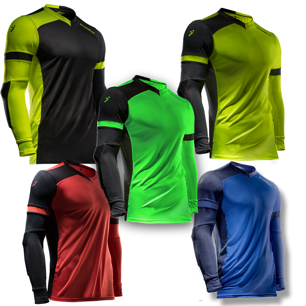 5 colors of the Storelli Exoshield Gladiator Goalkeeper Jerseys