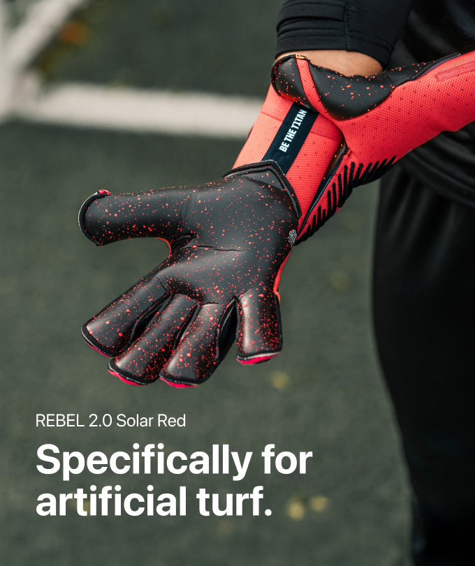 T1tan Rebel 2.0 Solar Red Goalkeeper Gloves Keeperstop