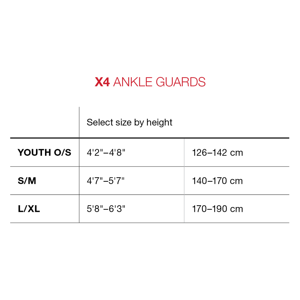 G-Form X4 Ankle Guard Sizing Guide