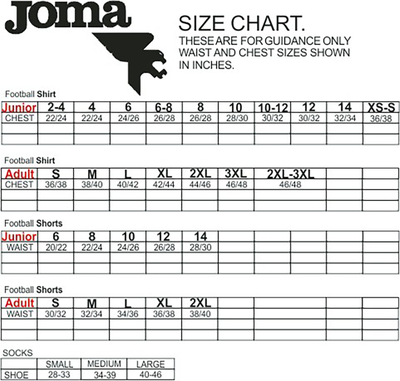 Joma Size Chart