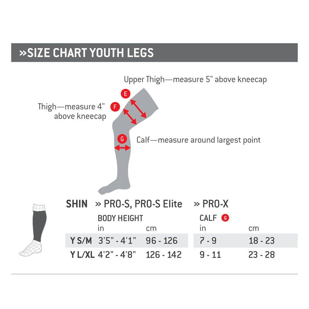 G-Form Youth Shin Guard Size Chart