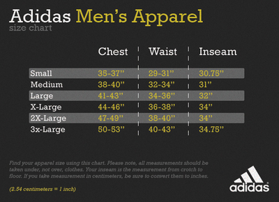 Adidas Men S Size Chart Pants