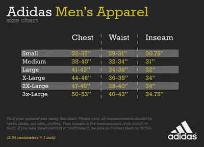 adidas climalite size chart