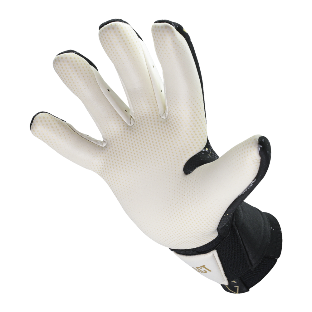 Black and white soccer goalie gloves