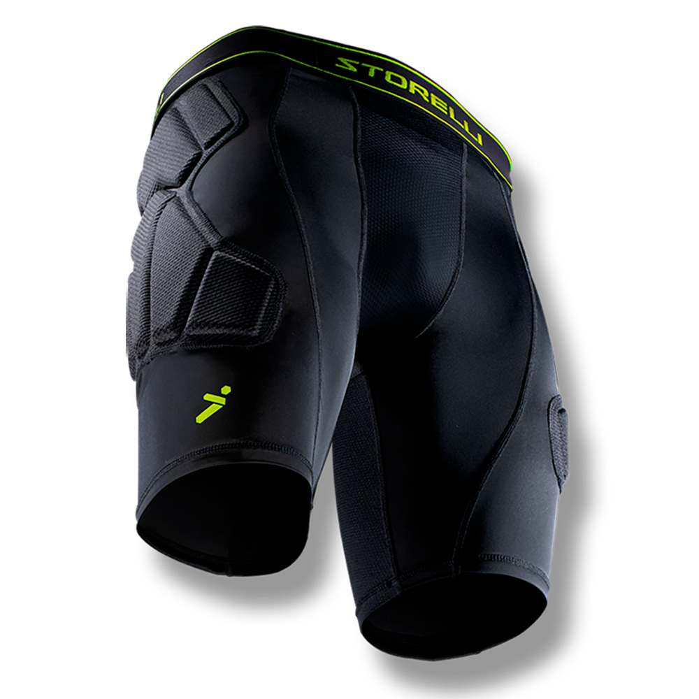 Black Medium Enhanced Thigh and Hip Protection Storelli ExoShield Goalkeeper Shorts Padded Compression Soccer Shorts