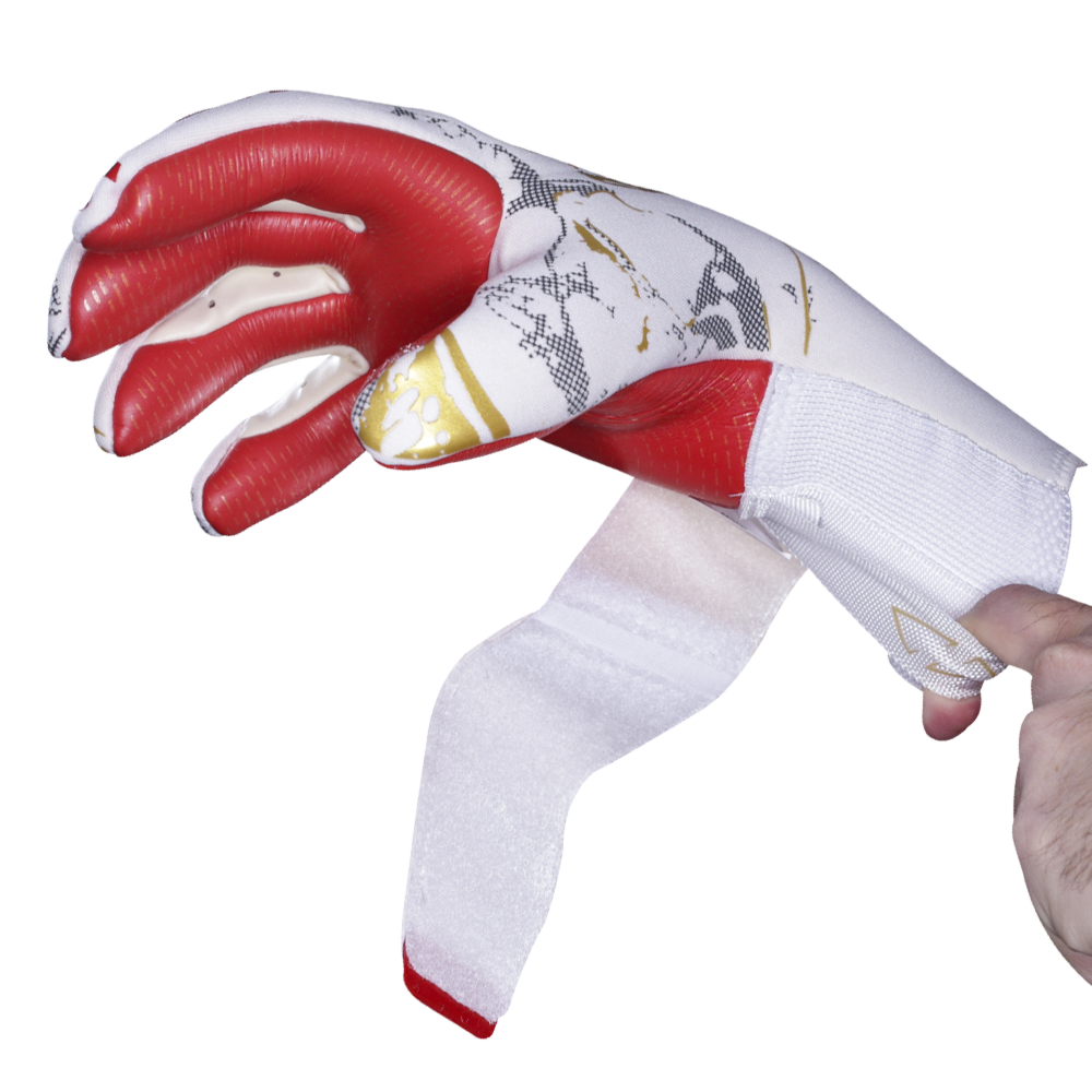 Reusch white red gold soccer gloves