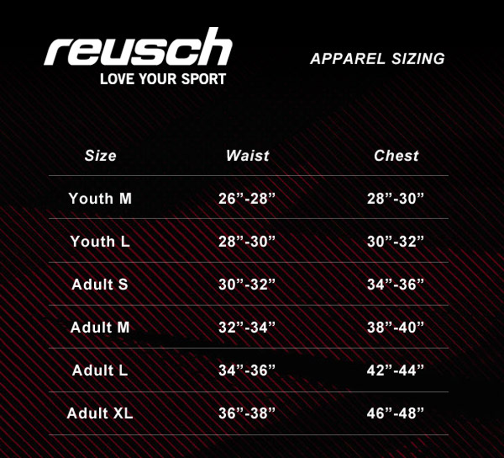 Reusch USA Apparel Sizing Guide